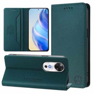 For Honor Play 60 RC01 Dual-Folded Magnetic Suction RFID Leather Phone Case(Dark Green)