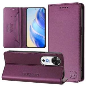 For Honor Play 60 RC01 Dual-Folded Magnetic Suction RFID Leather Phone Case(Violet)