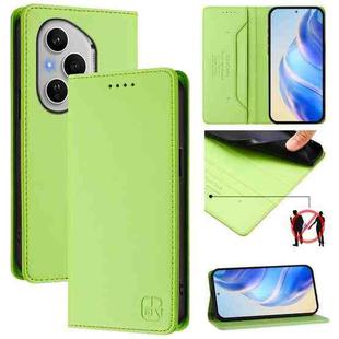 For Honor 400 Pro Global 160.8mm RC01 Dual-Folded Magnetic Suction RFID Leather Phone Case(Grass Green)