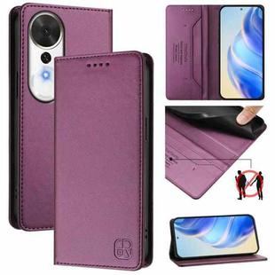 For Honor Play 70 Plus RC01 Dual-Folded Magnetic Suction RFID Leather Phone Case(Violet)