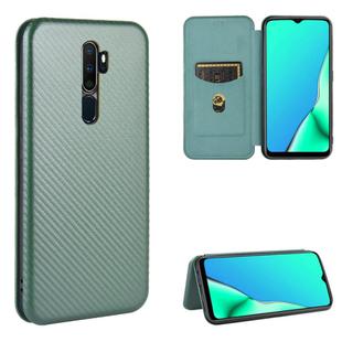 For OPPO A9 (2020) / A11 / A11X / A5 (2020) Carbon Fiber Texture Horizontal Flip TPU + PC + PU Leather Case with Card Slot(Green)