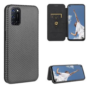 For OPPO A52 / A72 / A92 Carbon Fiber Texture Horizontal Flip TPU + PC + PU Leather Case with Card Slot(Black)