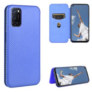 For OPPO A52 / A72 / A92 Carbon Fiber Texture Horizontal Flip TPU + PC + PU Leather Case with Card Slot(Blue)
