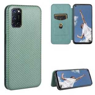 For OPPO A52 / A72 / A92 Carbon Fiber Texture Horizontal Flip TPU + PC + PU Leather Case with Card Slot(Green)