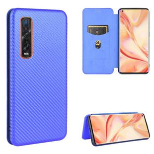 For OPPO Find X2 Pro Carbon Fiber Texture Horizontal Flip TPU + PC + PU Leather Case with Card Slot(Blue)