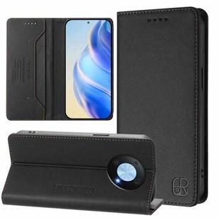 For Huawei Enjoy 50 Pro / nova Y90 RC01 Dual-Folded Magnetic Suction RFID Leather Phone Case(Black)