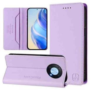 For Huawei Enjoy 50 Pro / nova Y90 RC01 Dual-Folded Magnetic Suction RFID Leather Phone Case(Light Purple)