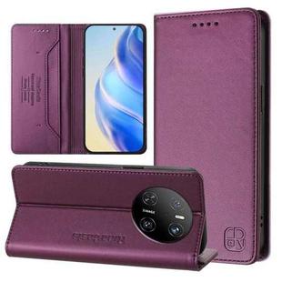 For Huawei Mate 70 RC01 Dual-Folded Magnetic Suction RFID Leather Phone Case(Violet)