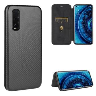For OPPO Find X2 Carbon Fiber Texture Horizontal Flip TPU + PC + PU Leather Case with Card Slot(Black)