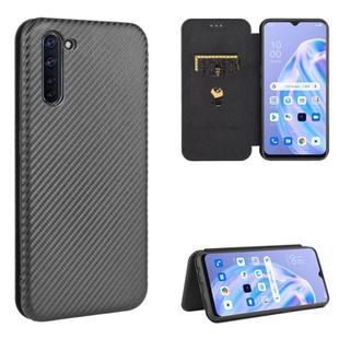 For OPPO Reno3 A(Japanese Version) Carbon Fiber Texture Horizontal Flip TPU + PC + PU Leather Case with Card Slot(Black)