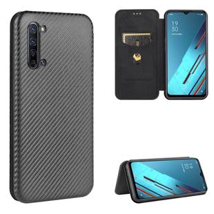 For OPPO Reno3 5G / Find X2 Lite Carbon Fiber Texture Horizontal Flip TPU + PC + PU Leather Case with Card Slot(Black)