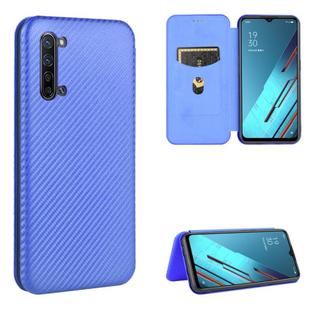 For OPPO Reno3 5G / Find X2 Lite Carbon Fiber Texture Horizontal Flip TPU + PC + PU Leather Case with Card Slot(Blue)