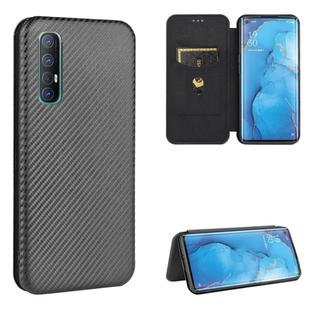 For OPPO Reno3 Pro 5G / Find X2 Neo Carbon Fiber Texture Horizontal Flip TPU + PC + PU Leather Case with Card Slot(Black)