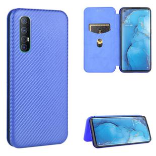 For OPPO Reno3 Pro 5G / Find X2 Neo Carbon Fiber Texture Horizontal Flip TPU + PC + PU Leather Case with Card Slot(Blue)
