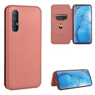 For OPPO Reno3 Pro 5G / Find X2 Neo Carbon Fiber Texture Horizontal Flip TPU + PC + PU Leather Case with Card Slot(Brown)