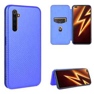 For OPPO Realme 6 Pro Carbon Fiber Texture Horizontal Flip TPU + PC + PU Leather Case with Card Slot(Blue)