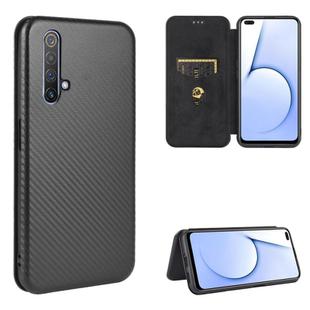 For OPPO Realme X3 Carbon Fiber Texture Horizontal Flip TPU + PC + PU Leather Case with Card Slot(Black)