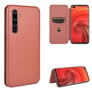 For OPPO Realme X50 Pro / X50 Pro 5G Carbon Fiber Texture Horizontal Flip TPU + PC + PU Leather Case with Card Slot(Brown)