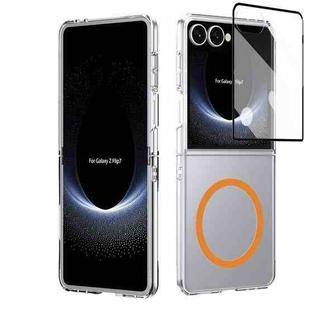 For Samsung Galaxy Z Flip7 5G lce Folding Series MagSafe Integrated Clear PC Phone Case(Orange)