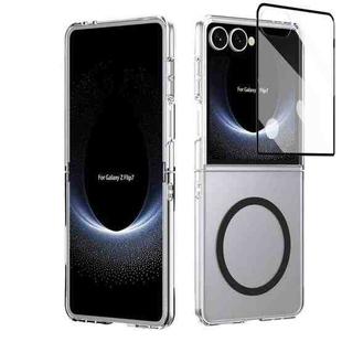 For Samsung Galaxy Z Flip7 5G lce Folding Series MagSafe Integrated Clear PC Phone Case(Black)
