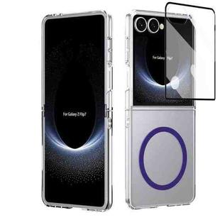 For Samsung Galaxy Z Flip7 5G lce Folding Series MagSafe Integrated Clear PC Phone Case(Purple)