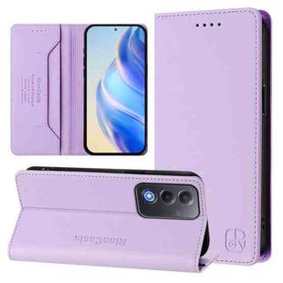 For OPPO A3 Pro 5G Global RC01 Dual-Folded Magnetic Suction RFID Leather Phone Case(Light Purple)