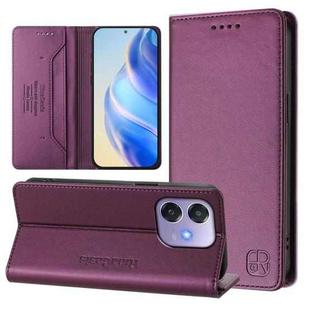 For OPPO A3x 5G / 4G / A3 5G / 4G RC01 Dual-Folded Magnetic Suction RFID Leather Phone Case(Violet)