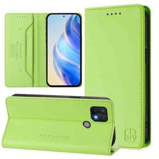 For OPPO A15 / A15s / A35 2021 RC01 Dual-Folded Magnetic Suction RFID Leather Phone Case(Grass Green)