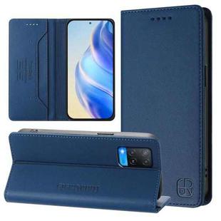 For OPPO A54 4G / A54s / A55 5G / A16 RC01 Dual-Folded Magnetic Suction RFID Leather Phone Case(Dark Blue)