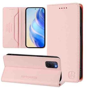 For OPPO A72 / A52 / A92 4G RC01 Dual-Folded Magnetic Suction RFID Leather Phone Case(Pink)