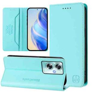 For OPPO A79 5G Global RC01 Dual-Folded Magnetic Suction RFID Leather Phone Case(Mint Green)