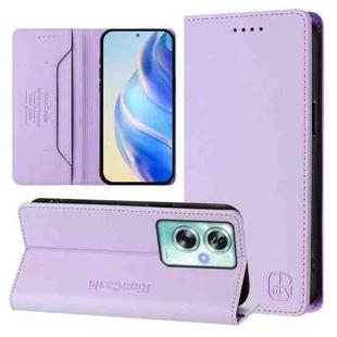 For OPPO A79 5G Global RC01 Dual-Folded Magnetic Suction RFID Leather Phone Case(Light Purple)