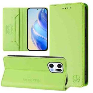 For OPPO Find X5 Pro RC01 Dual-Folded Magnetic Suction RFID Leather Phone Case(Grass Green)