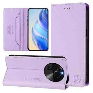 For OPPO Find X6 RC01 Dual-Folded Magnetic Suction RFID Leather Phone Case(Light Purple)