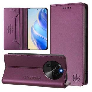 For OPPO Find X6 RC01 Dual-Folded Magnetic Suction RFID Leather Phone Case(Violet)