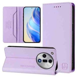 For OPPO Find X7 RC01 Dual-Folded Magnetic Suction RFID Leather Phone Case(Light Purple)