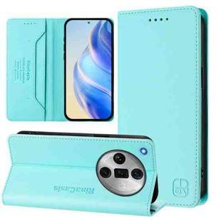 For OPPO Find X7 Ultra RC01 Dual-Folded Magnetic Suction RFID Leather Phone Case(Mint Green)