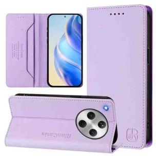 For OPPO Find X8 RC01 Dual-Folded Magnetic Suction RFID Leather Phone Case(Light Purple)