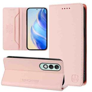 For OPPO K12x 5G Global RC01 Dual-Folded Magnetic Suction RFID Leather Phone Case(Pink)