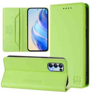 For OPPO Reno5 5G / 4G / Find X3 Lite RC01 Dual-Folded Magnetic Suction RFID Leather Phone Case(Grass Green)