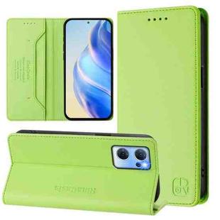 For OPPO Reno7 5G Global / Find X5 Lite RC01 Dual-Folded Magnetic Suction RFID Leather Phone Case(Grass Green)