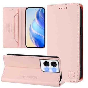 For OPPO Reno9 5G / Reno9 Pro 5G RC01 Dual-Folded Magnetic Suction RFID Leather Phone Case(Pink)