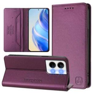 For OPPO Reno9 5G / Reno9 Pro 5G RC01 Dual-Folded Magnetic Suction RFID Leather Phone Case(Violet)