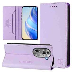 For OPPO Reno11 Pro 5G Global RC01 Dual-Folded Magnetic Suction RFID Leather Phone Case(Light Purple)