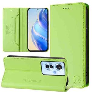 For OPPO Reno11 F 5G Global RC01 Dual-Folded Magnetic Suction RFID Leather Phone Case(Grass Green)