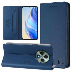 For OPPO Reno12 F 5G / 4G Global RC01 Dual-Folded Magnetic Suction RFID Leather Phone Case(Dark Blue)