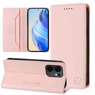 For OPPO Reno13 F 5G RC01 Dual-Folded Magnetic Suction RFID Leather Phone Case(Pink)