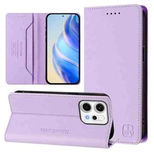 For OPPO Reno14 Pro 5G Global RC01 Dual-Folded Magnetic Suction RFID Leather Phone Case(Light Purple)