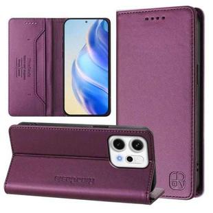 For OPPO Reno14 Pro 5G Global RC01 Dual-Folded Magnetic Suction RFID Leather Phone Case(Violet)