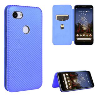 For Google Pixel 3a XL Carbon Fiber Texture Horizontal Flip TPU + PC + PU Leather Case with Card Slot(Blue)